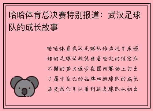 哈哈体育总决赛特别报道：武汉足球队的成长故事